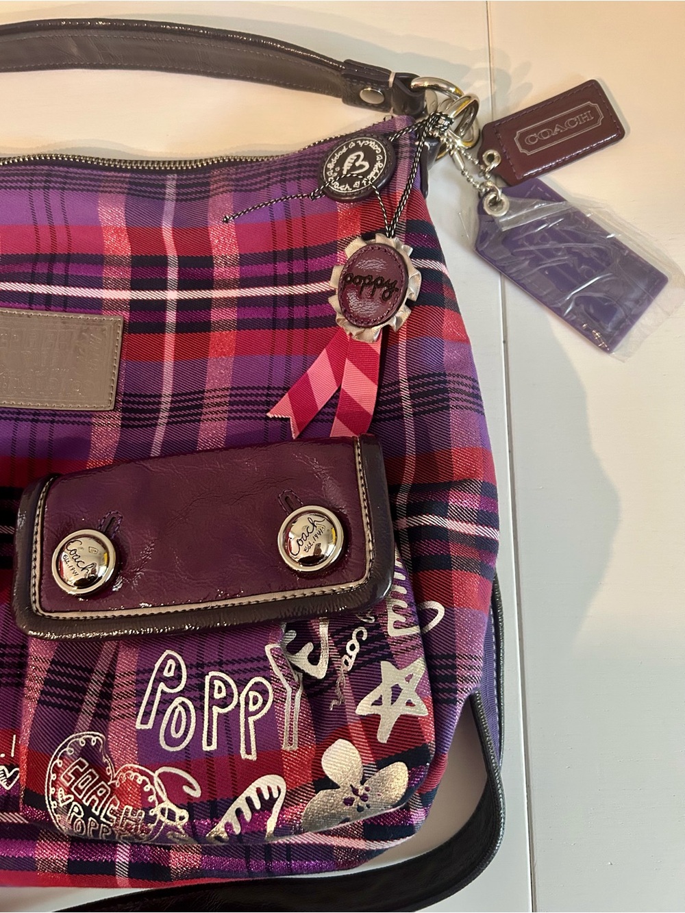 RARE Coach Poppy Tartan Plaid Swing Hobo - 16120 - NWOT